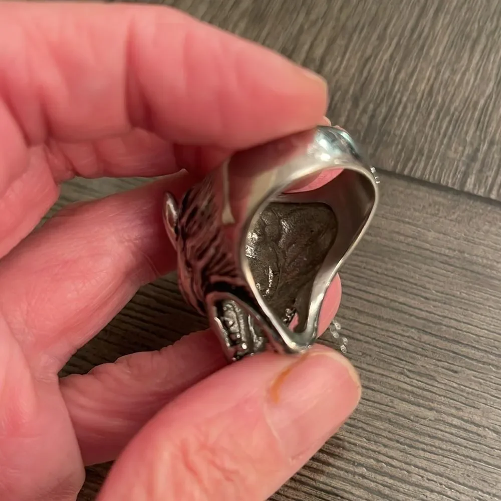 Men’s Wolf Ring Silver-tone Approx Size 10